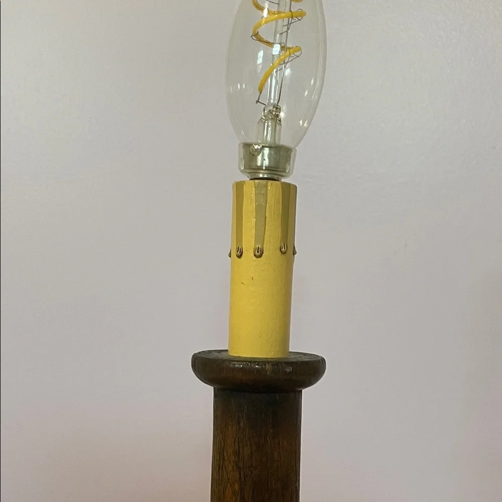 Vintage Wooden Candle Holder Lamp country vibes